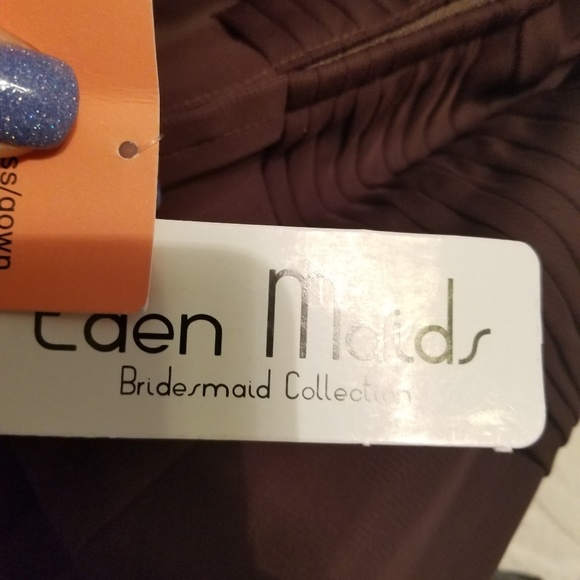 Floor Length Chiffon Gown in Chocolate - Picture 3 of 5